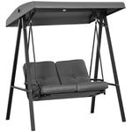 2 Seater Swing Chair, Adjustable Canopy, Dark Grey | Dark Gray