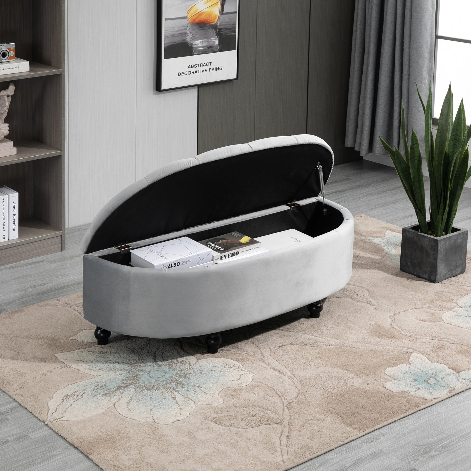 Semi-circle Bed End Bench Ottoman With Storage