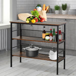 3-tier Industrial Style Storage Shelf Metal Frame Adjustable