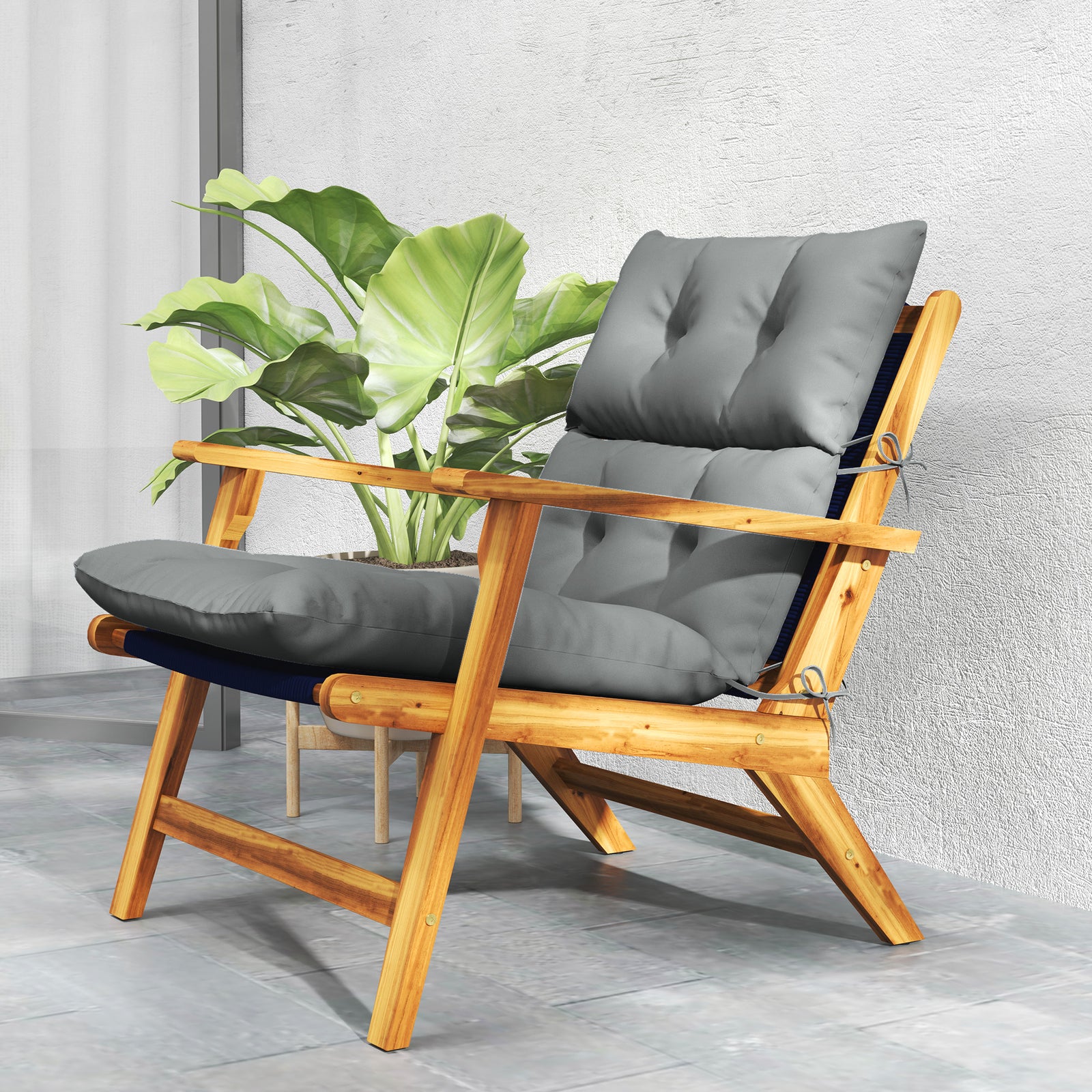 Adirondack Chair Cushion Rocking Chair Cushion W/ Ties | Light Grey