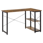 L Shaped Desk, 2 Shelves, Steel Frame