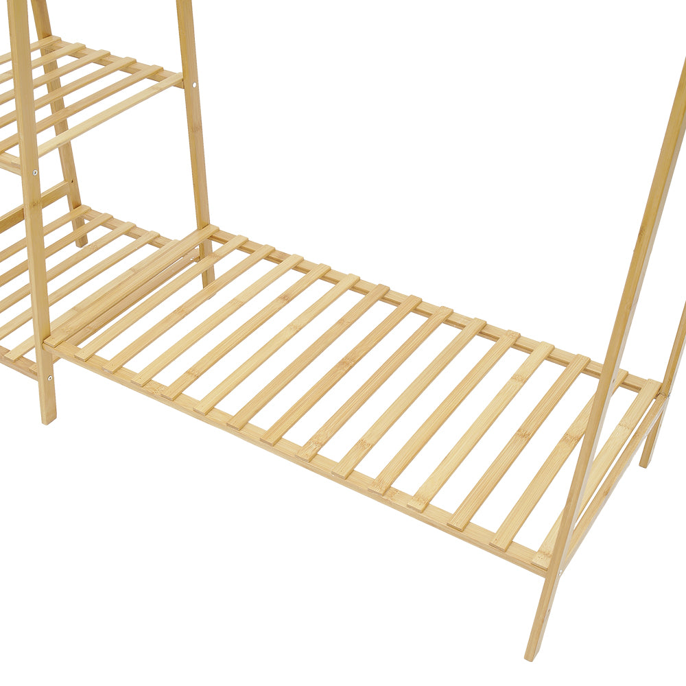 Bamboo Bedroom Garment Clothes Rack Natural 110cm
