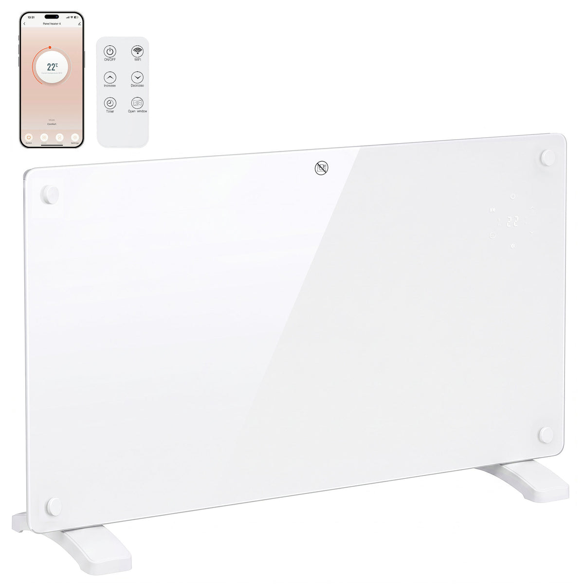 1500w Electric Space Heater Radiator Wifi Smart App | White
