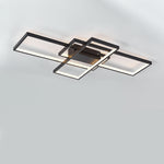 Modern Black Led Ceiling Light, Rectangular Frame, Dimmable Semi-flush Mount With Remote Control