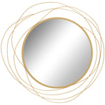 Metal Wall Art 65cm Round Mirror For Living Room | One Size | Gold