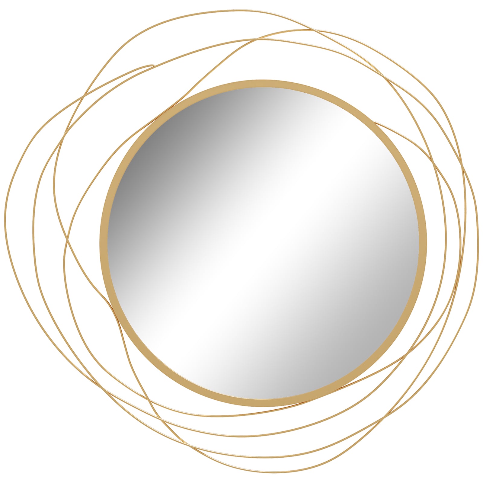 Metal Wall Art 65cm Round Mirror For Living Room | One Size | Gold