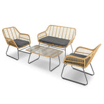 4-piece Wicker Pe Rattan Garden Furniture Set