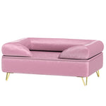 Dog Sofa Pet Couch W/ Removable Backrest Cushion Washable Cover | Pink