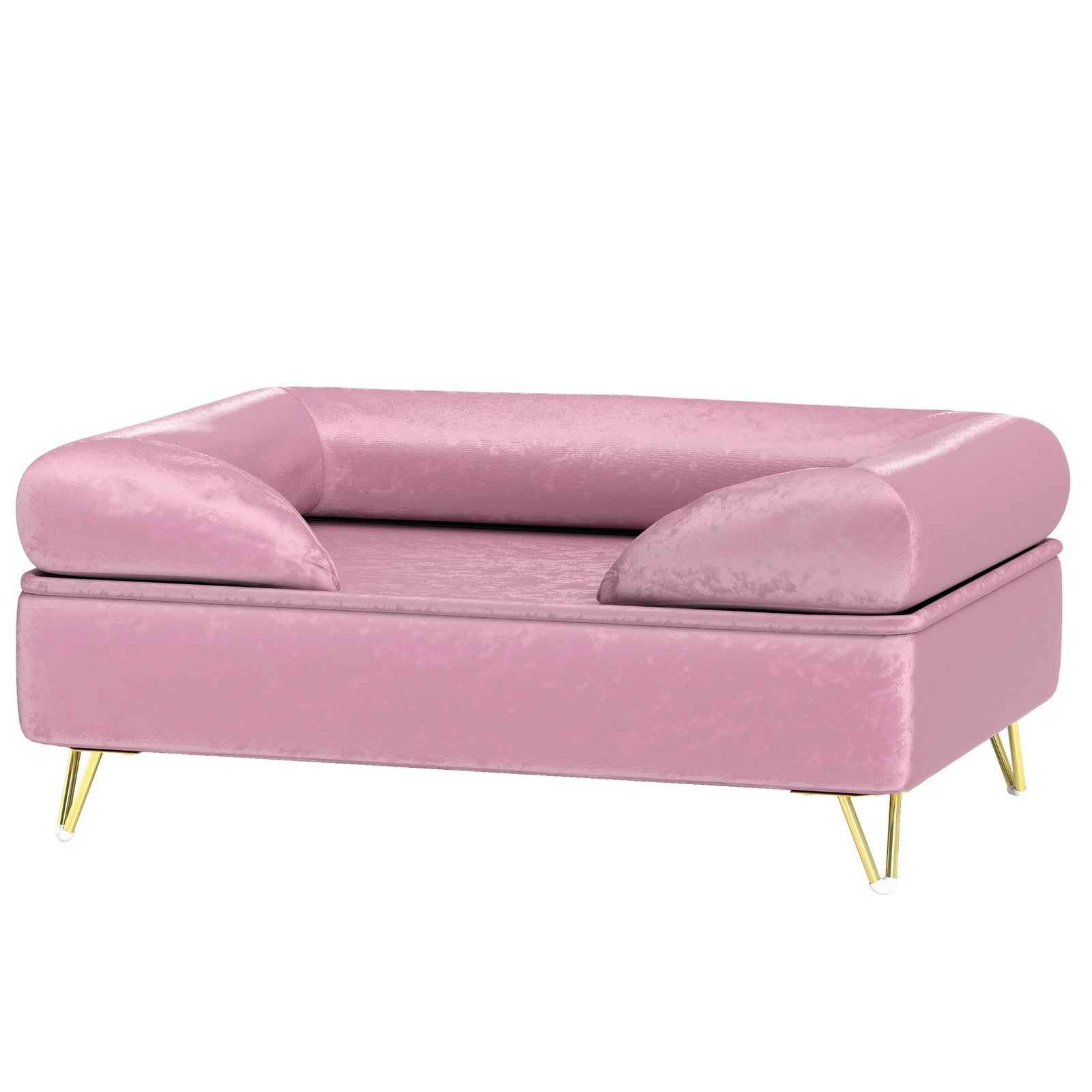 Dog Sofa Pet Couch W/ Removable Backrest Cushion Washable Cover | Pink