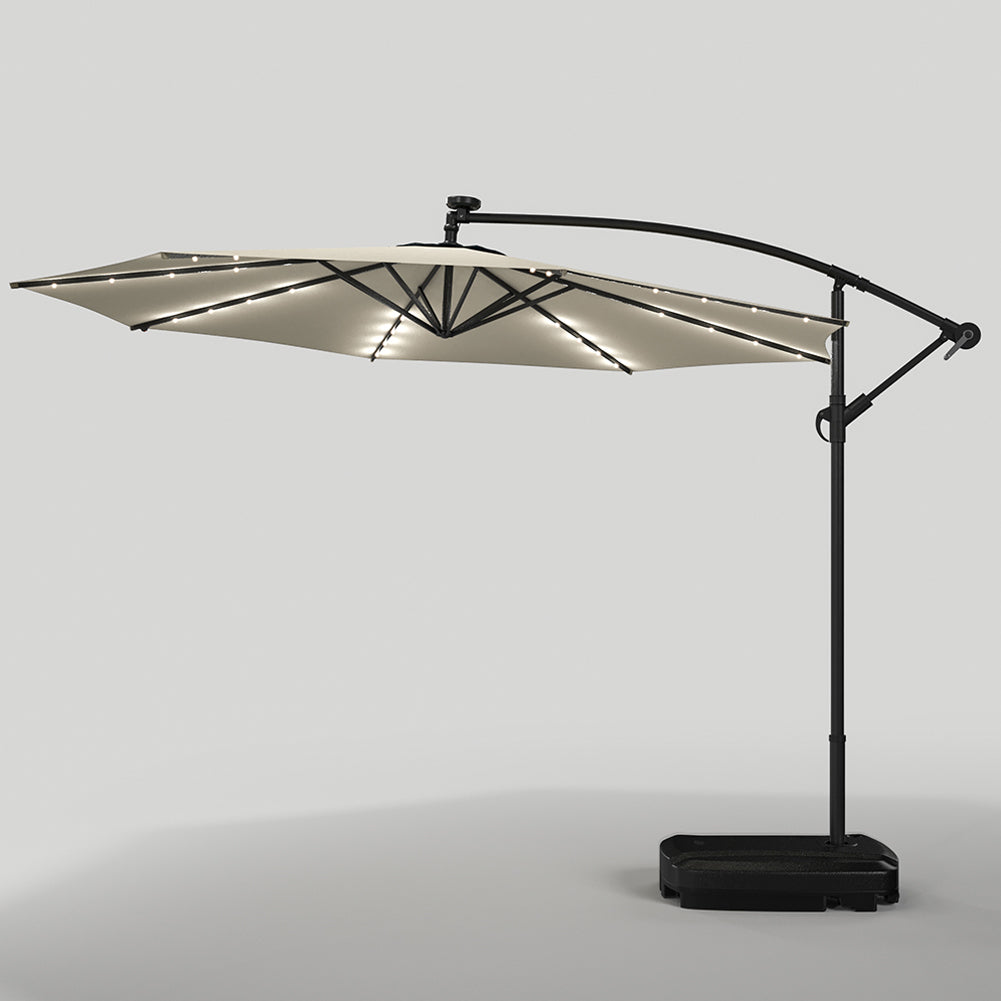 Living and Home 3m Banana Cantilever Patio Umbrella With 32 Solar-powe