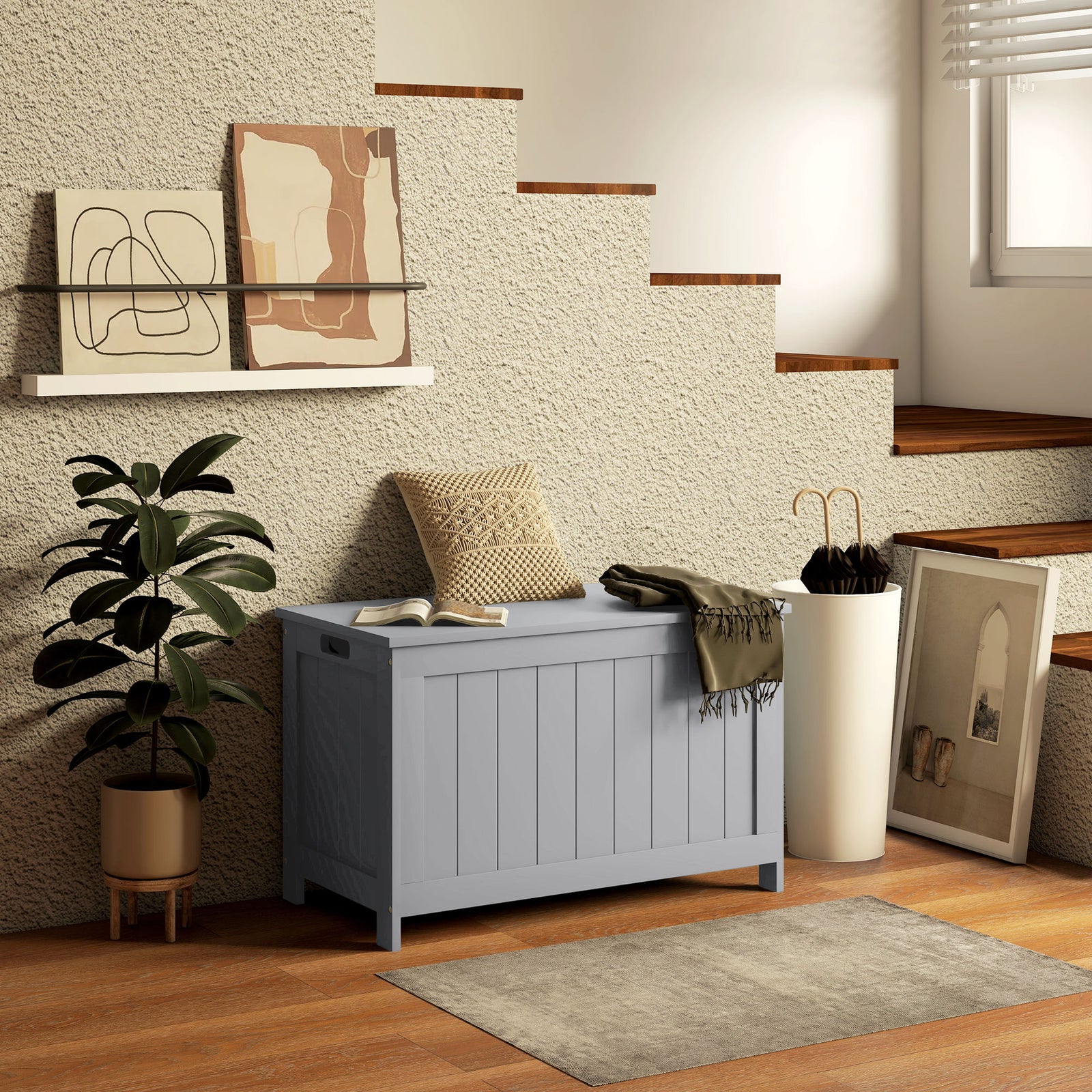 Storage Chest With 2 Safety Hinges, Storage Bench | One Size | Gray