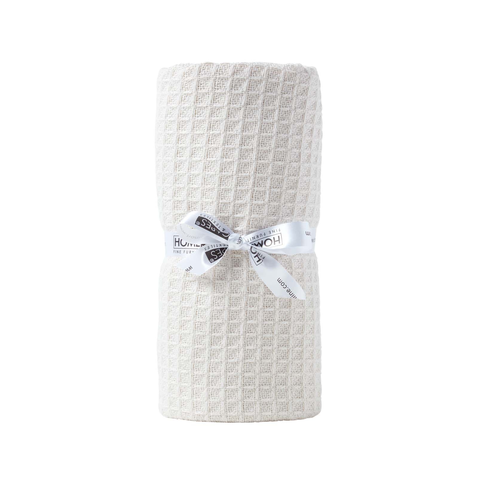 Organic Cotton Waffle Blanket/ Throw | 90cm x 112cm | Natural