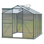 Polycarbonate Greenhouse– Aluminum Frame Walk-in Greenhouse With Sliding Door & Ventilation Window For Plants & Flowers, Green, 8 x 6ft