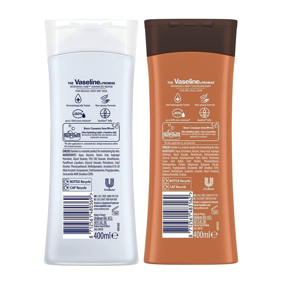 Vaseline Intensive Care Advanced Repair & Cocoa Radiant Lotion 400ml, 12 Pack