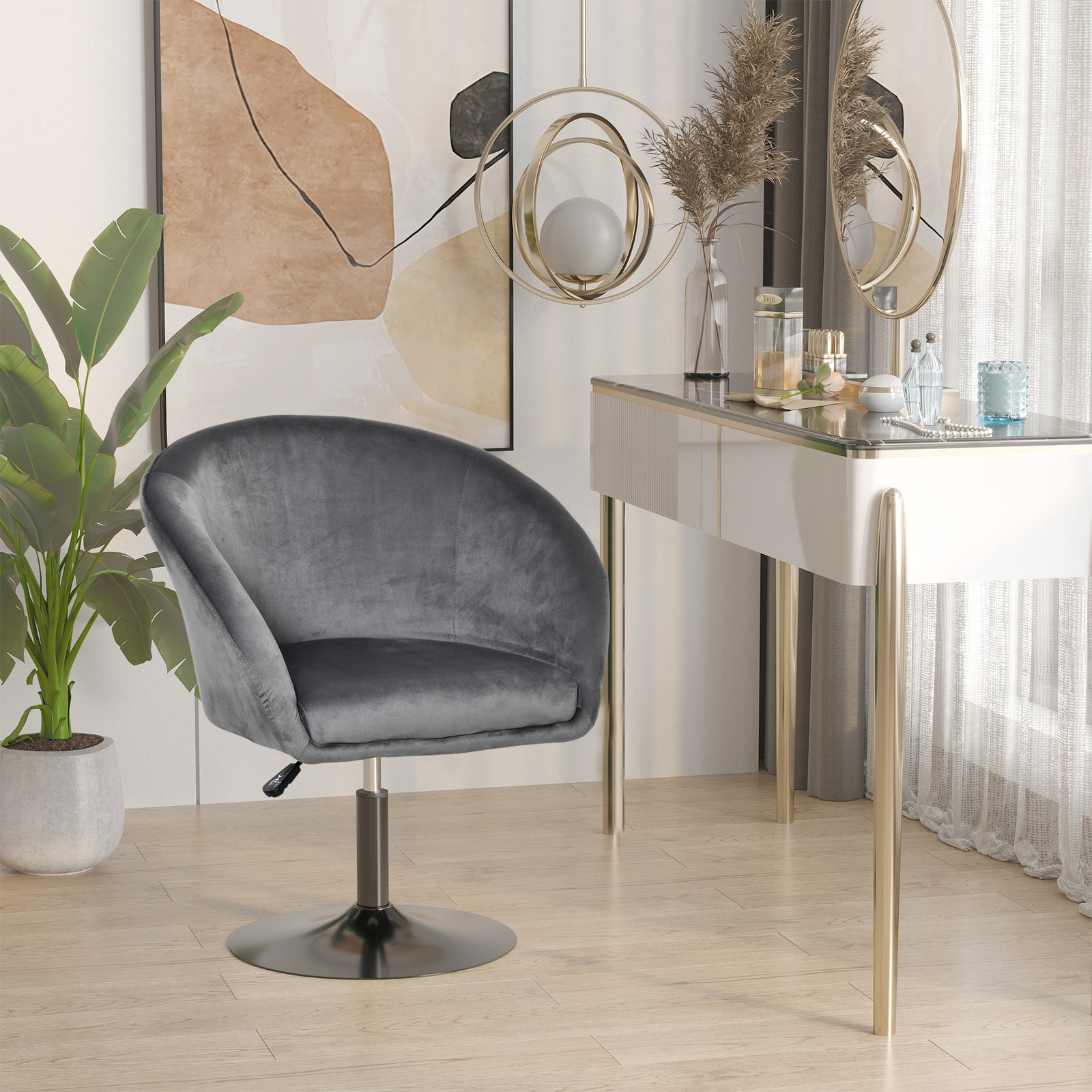 Swivel Bar Stool Fabric Dining Tub Seat