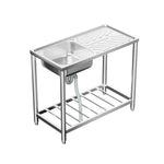 100cm*50cm*85cm H 201 Stainless Steel Commercial Sink With Drainboard