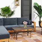 Brown Metal Garden Coffee Table, Slatted