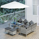 5 Pcs 6 Seater Corner Garden Sofa With Glass Top Table