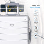 56x45x25cm Large Cabin Carry On Case - Overhead Luggage Suitcase - 4 Spinner Wheels - Aluminium Frame/abs Shell Outer | Cabin | Silver