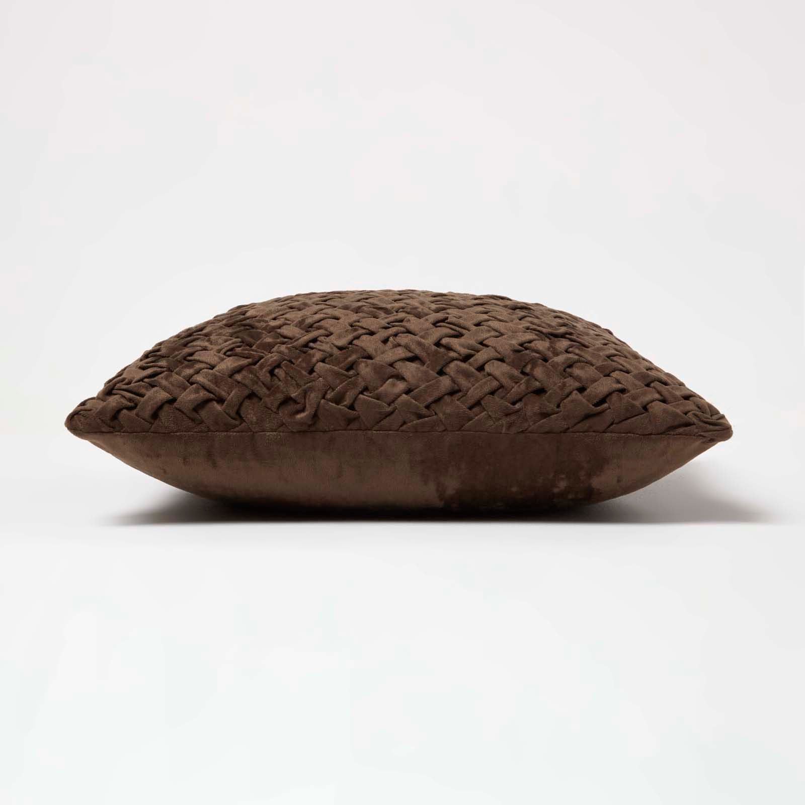 Sofia Pleated Velvet Cushion | 45cm x 45cm | Brown