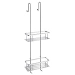 Two Tiered Shower Basket Double Soap Caddy /w Hanging Hooks | Polished Chrome