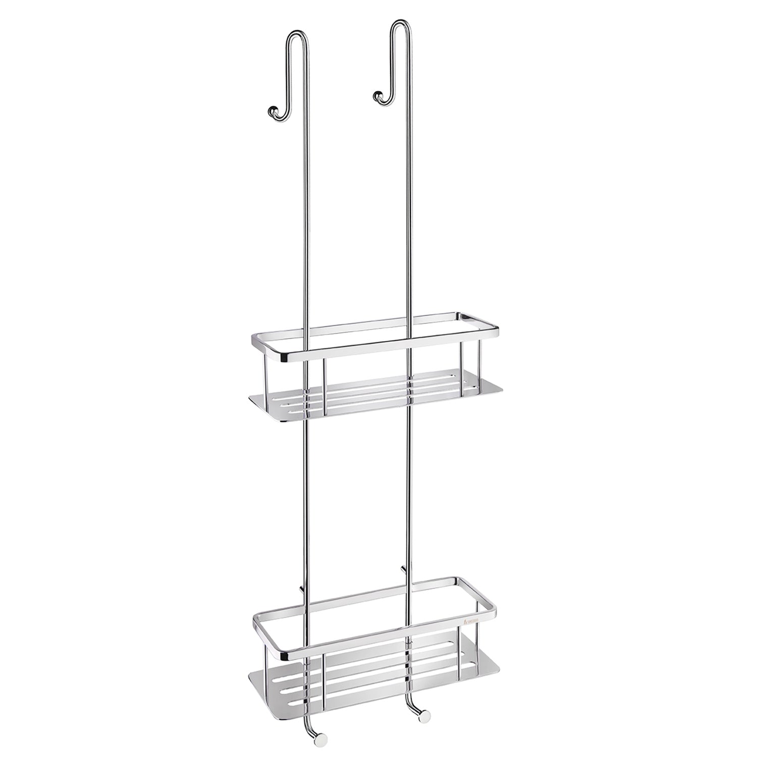 Two Tiered Shower Basket Double Soap Caddy /w Hanging Hooks | Polished Chrome