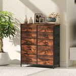 HOMCOM Fabric Chest Of Drawers, 10 Drawer Dresser For Bedroom