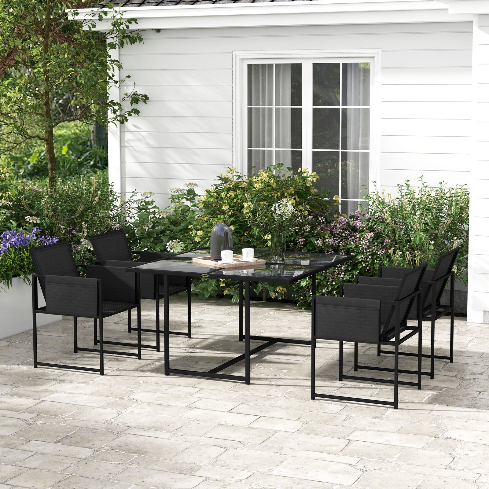 5 Piece Garden Dining Set W/ Adjustable Backrest