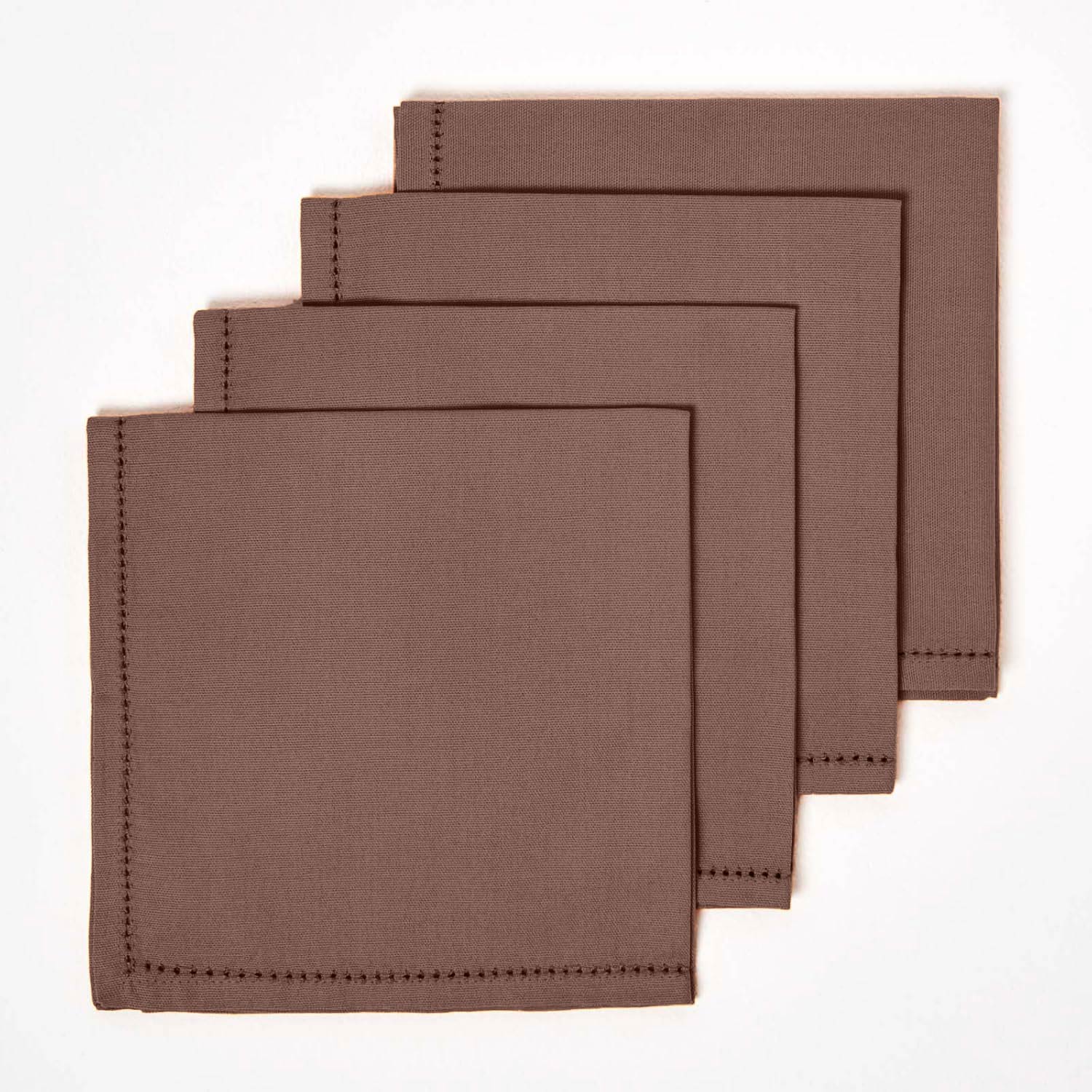 Plain Cotton Fabric 4 Napkins Set | 45cm x 45cm | Chocolate