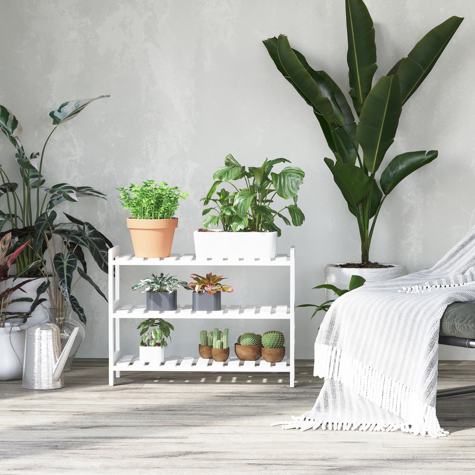 3-tier Shoe Rack Wood Frame Slatted Shelves Hygienic Storage | One Size | White