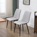 HOMCOM Linen Upholstered Dining Chairs, Steel Legs