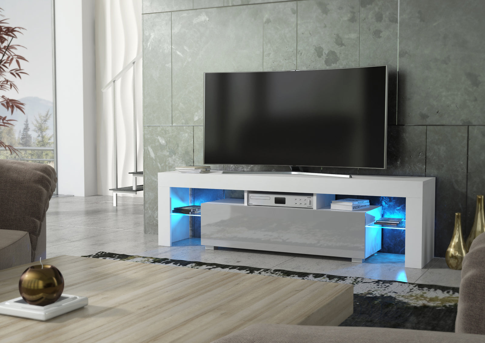 Aria Tv Unit 160cm With Led Lights | Grey