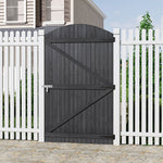 105cm W X 150/180/210cm H Wooden Garden Gate With Arched Top, Pine Wood Outdoor Fence Gate With Installation Hardware | 180cm | Grey