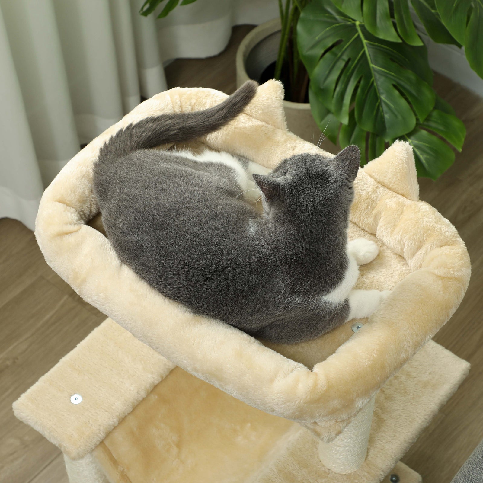 Cat Tree, 90cm Cat Tower With Sisal Scratching Posts | Beige