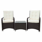 3pc Rattan Table Chair Bistro Garden Furniture Set Wicker | Cream