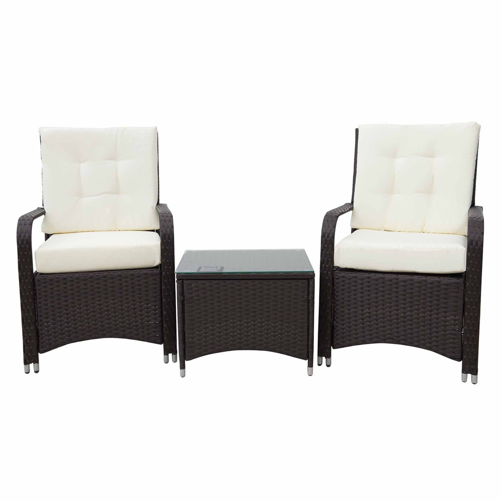 3pc Rattan Table Chair Bistro Garden Furniture Set Wicker | Cream