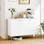 Sideboard Storage Cabinet With 3 Carved Line Doors