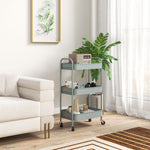 3 Tier Rolling Utility Cart With 3 Mesh Basket | One Size | Blue