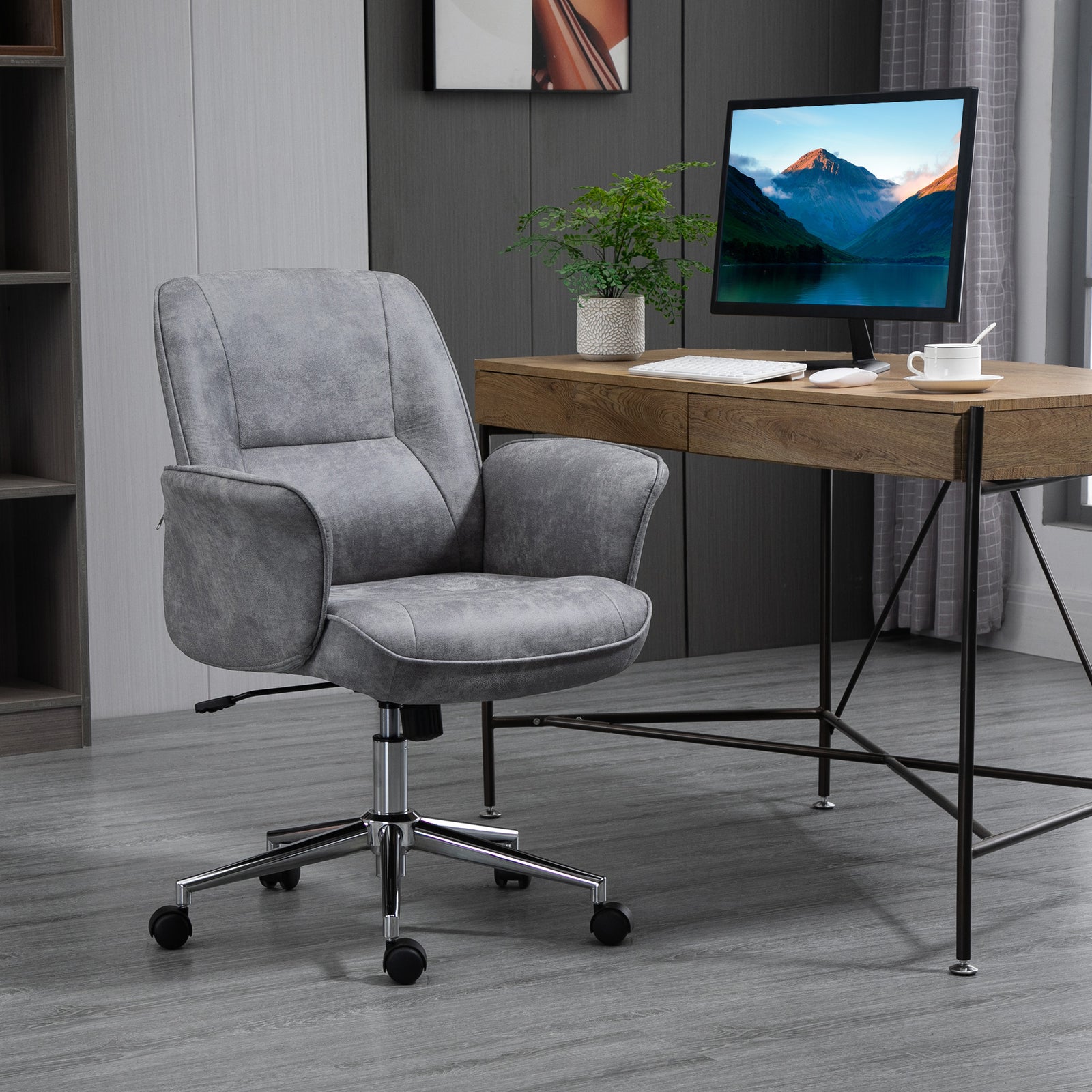Mid Back Office Chair Swivel Home Study Bedroom