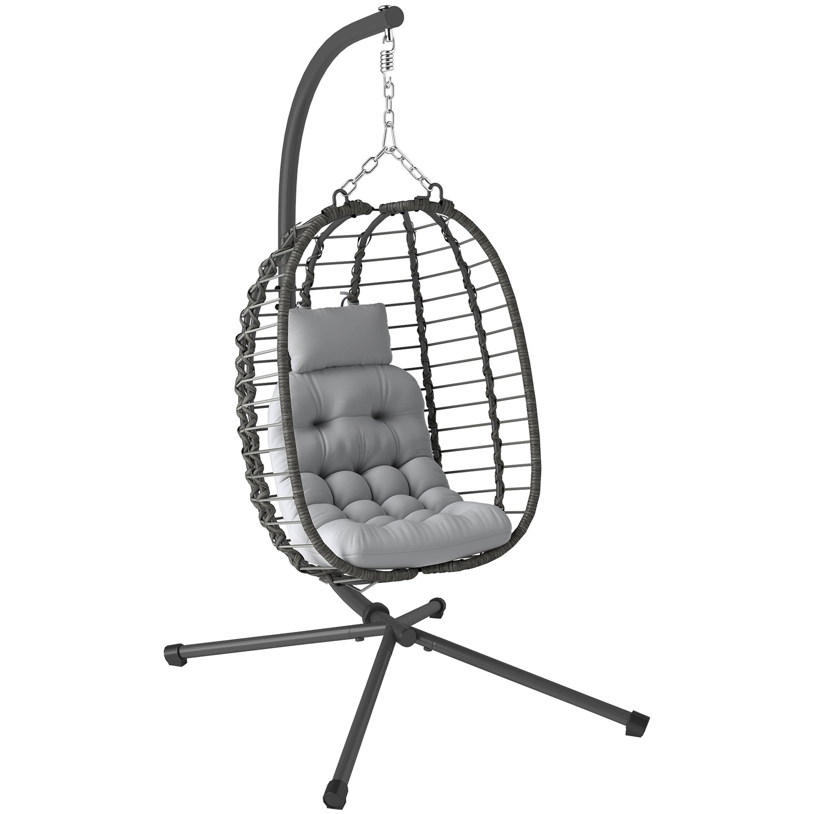 Rattan Egg Chair, Adjustable | Light Grey