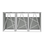 3 Bin Storage Shed – Heavy-duty Galvanized Steel Outdoor Bin Store With Lift-up Lids & Lockable Doors | Grey