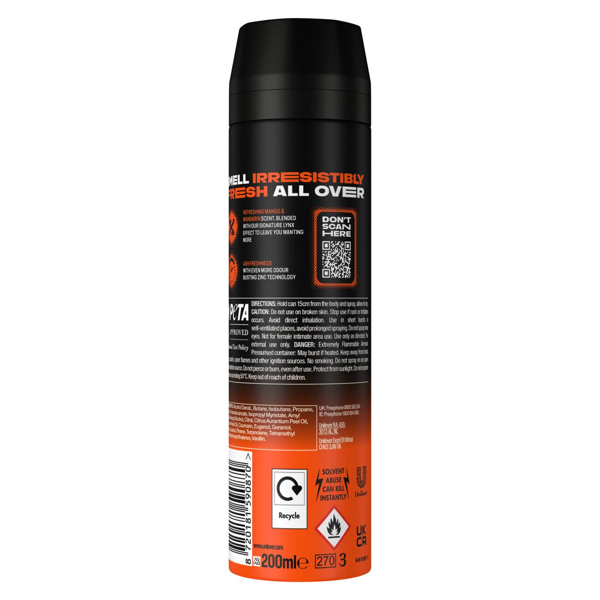 Sunset Fresh Men's Deodorant Body Spray, 200ml | Set of 36