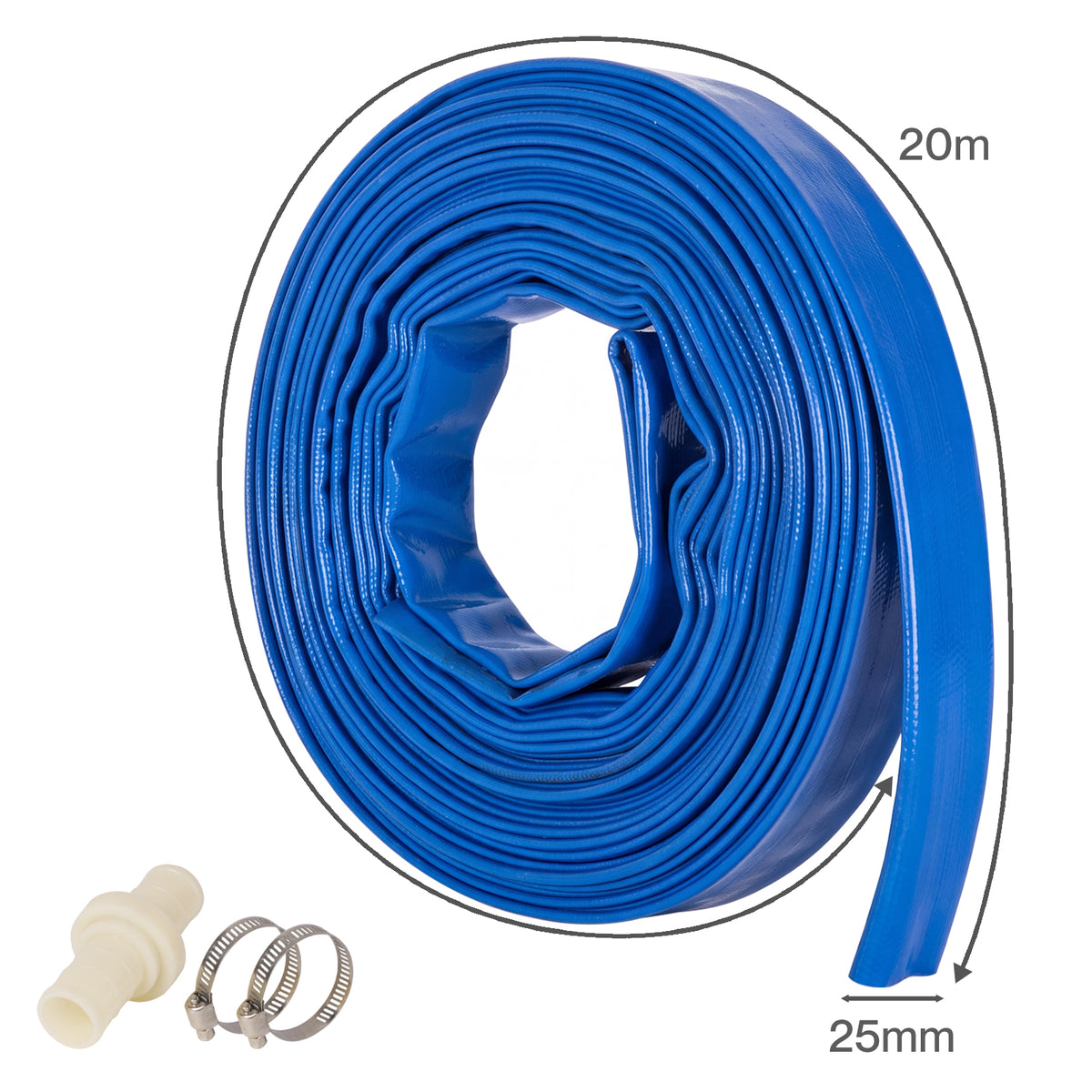 Hose Pipe 1 Inch Reinforced Pvc 20m For Home Pool Drainage Pump Blue | Blue