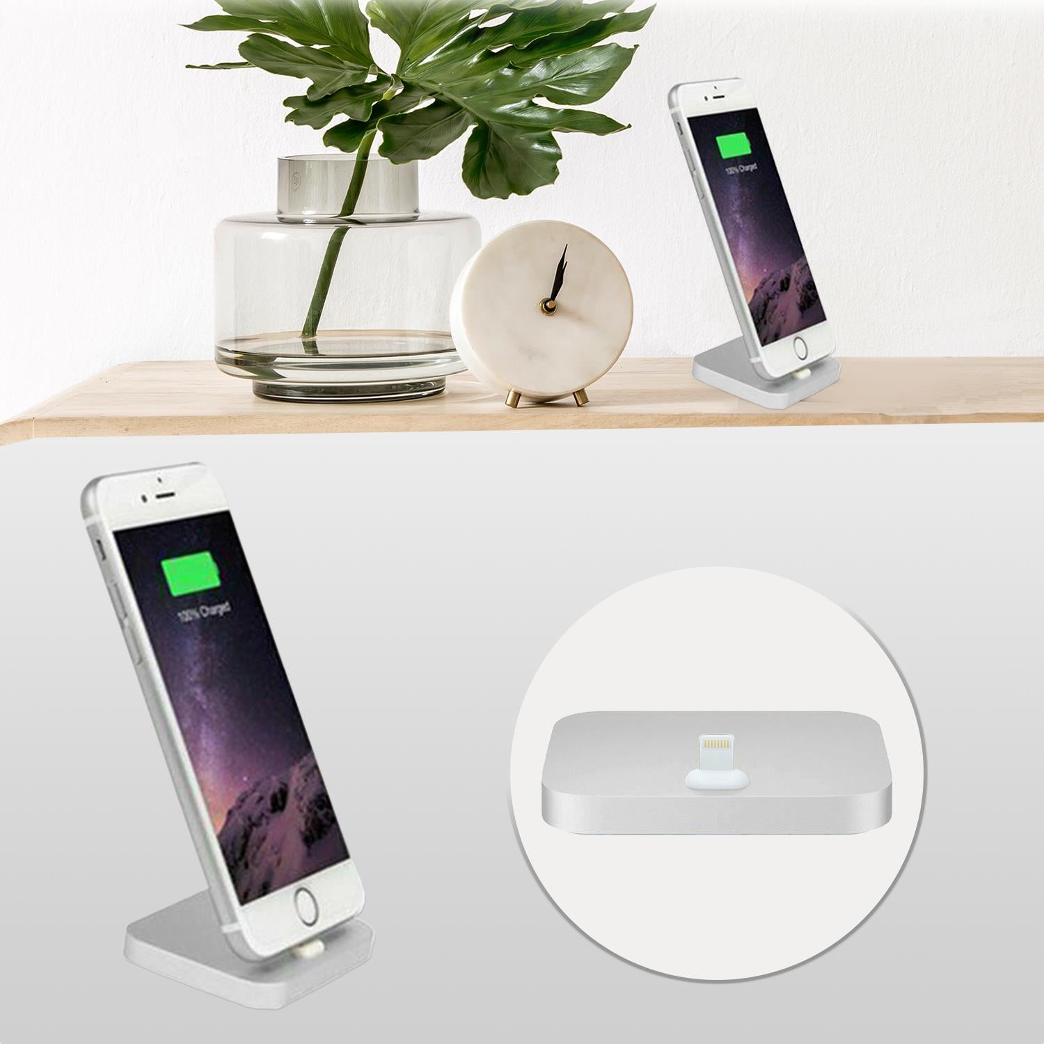 Aluminium Phone Dock Compatible With Eight-pin Devices | Silver