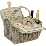 Wicker Boat Shape Fitted Picnic Basket | 2-Person | White