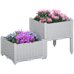 Set Of 2 Raised Flower Bed Plant Stand | Gray