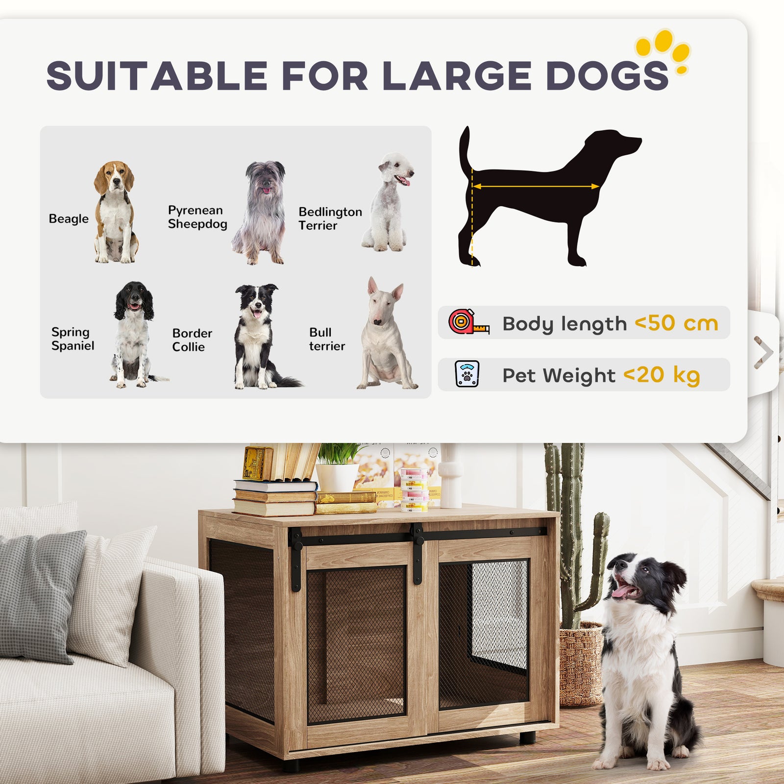 Dog Crate Furniture W/ Sliding Door, Walnut Brown | Small | Dark Brown
