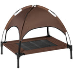 Pawhut 76cm Elevated Dog Bed Cooling Raised Pet Cot Uv Protection Canopy | Brown