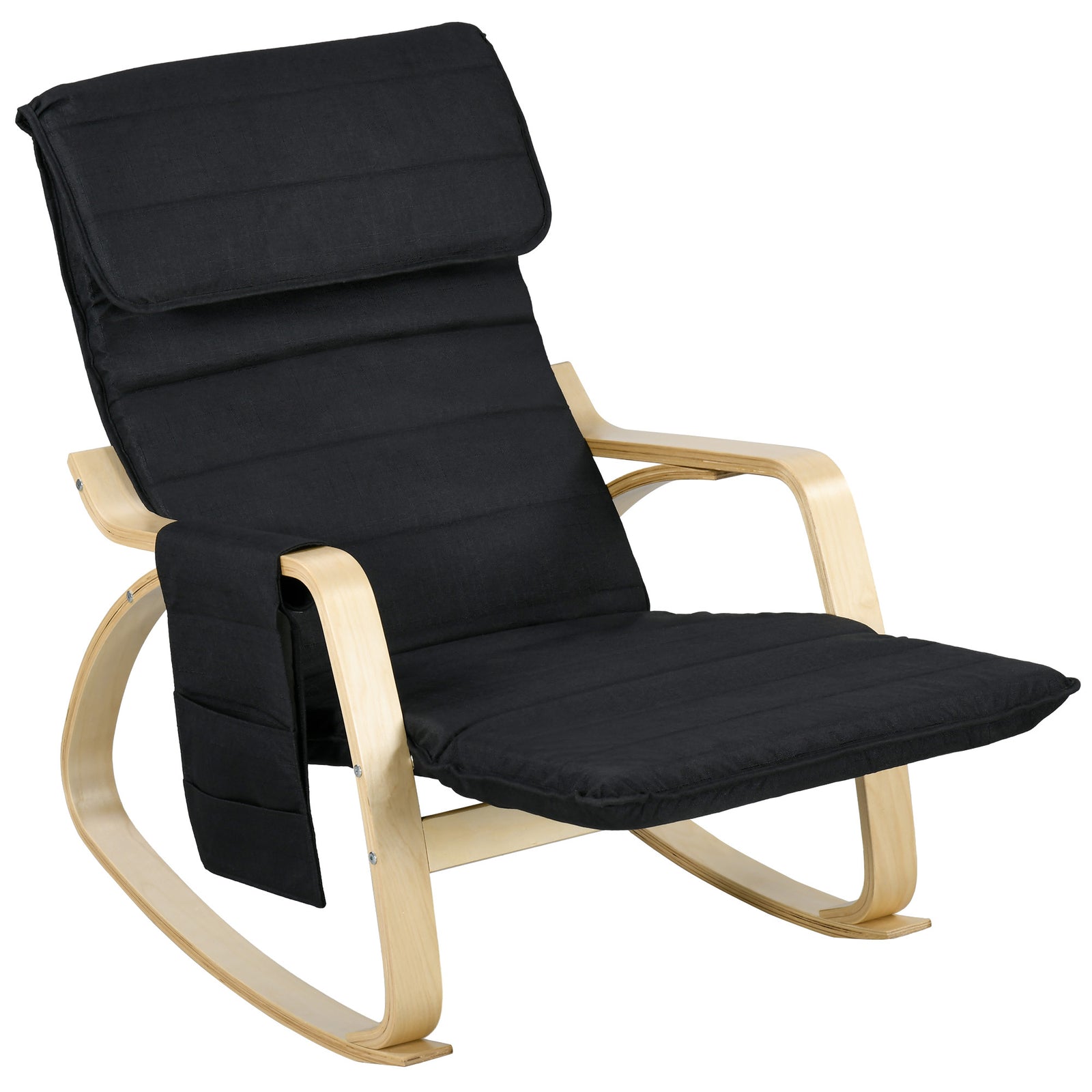 Rocking Chair Recliner Armchair With Adjustable Footrest | One Size | Black