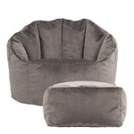 Sirena Scallop Chair Bean Bag & Footstool | Charcoal
